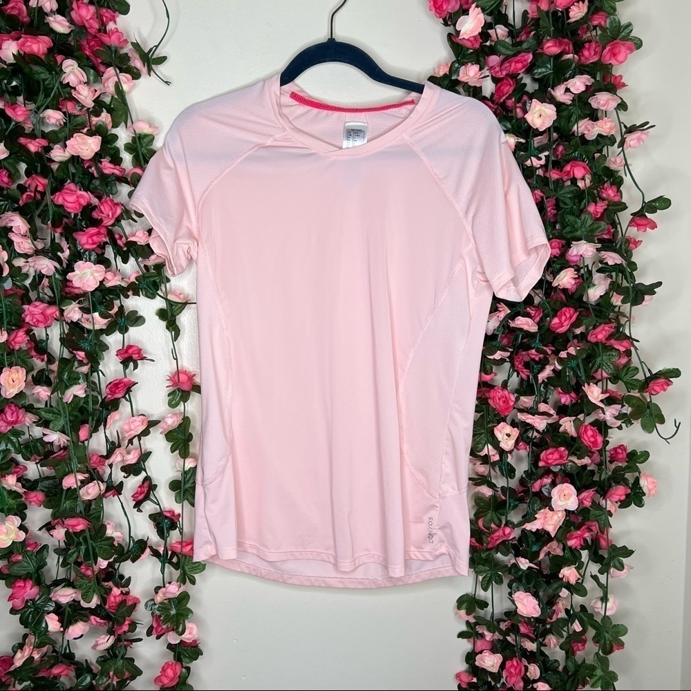 Decathlon Domyos Pink Short Sleeve Shirt Womens Small Athletic Running Fitness
